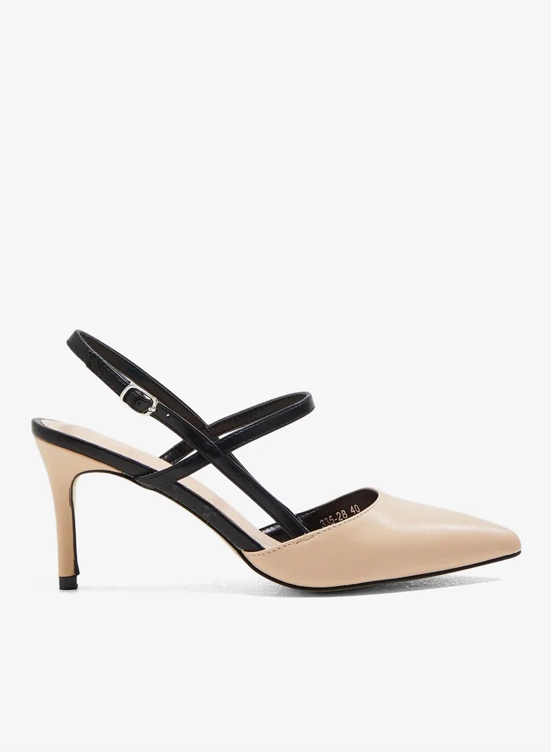 ELLA Pointed Toe Court Shoe With Contrast Straps