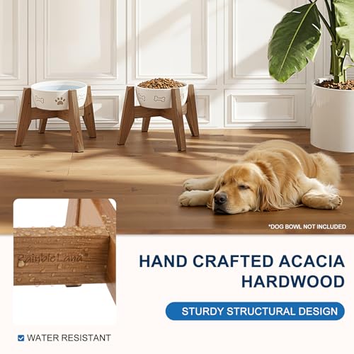 RAINBLELAND Elevated Dog Bowl Stand for Small Dogs, 7" Tall Raised Dog Bowl Stand Fits Up to 7" Bowls, Solid Acacia Wood Dog Bowl Holder, Set of 2 Wooden Dog Feeding Stands (Stand Only) - Image 5