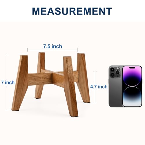 RAINBLELAND Elevated Dog Bowl Stand for Small Dogs, 7" Tall Raised Dog Bowl Stand Fits Up to 7" Bowls, Solid Acacia Wood Dog Bowl Holder, Set of 2 Wooden Dog Feeding Stands (Stand Only) - Image 3