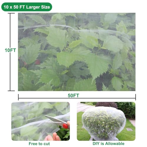 KLEWEE 10 x 50 FT Garden Mesh Netting, Ultra Fine Plant Netting Covers, Garden Netting for Raised Beds Vegetables, Fruit Tree Netting for Blueberry Bushes Barrier Screen Protection Net Cover - Image 5
