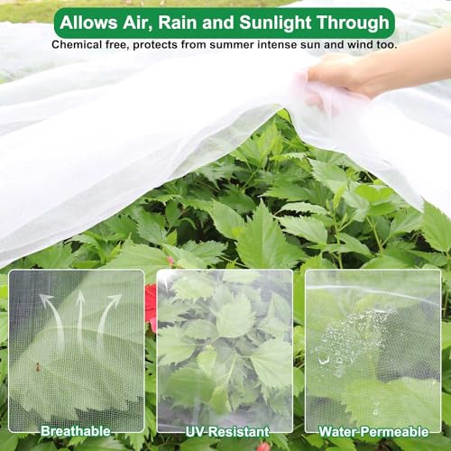 KLEWEE 10 x 50 FT Garden Mesh Netting, Ultra Fine Plant Netting Covers, Garden Netting for Raised Beds Vegetables, Fruit Tree Netting for Blueberry Bushes Barrier Screen Protection Net Cover - Image 4