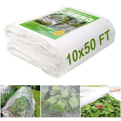 KLEWEE 10 x 50 FT Garden Mesh Netting, Ultra Fine Plant Netting Covers, Garden Netting for Raised Beds Vegetables, Fruit Tree Netting for Blueberry Bushes Barrier Screen Protection Net Cover - Image 1
