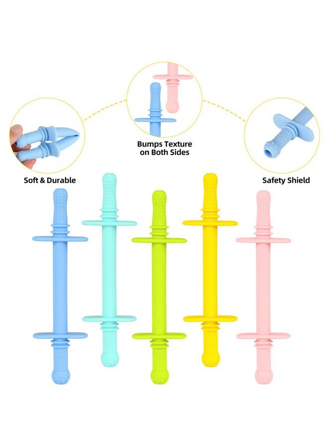 Fu Store Hollow Teether Tube Chew Straw Toy for Infant Toddlers Silicone Tubes Teething Toys for Babies 3-12 Months BPA Free/Freezable/Dishwasher and Refrigerator Safe (5 Pack) - Image 3