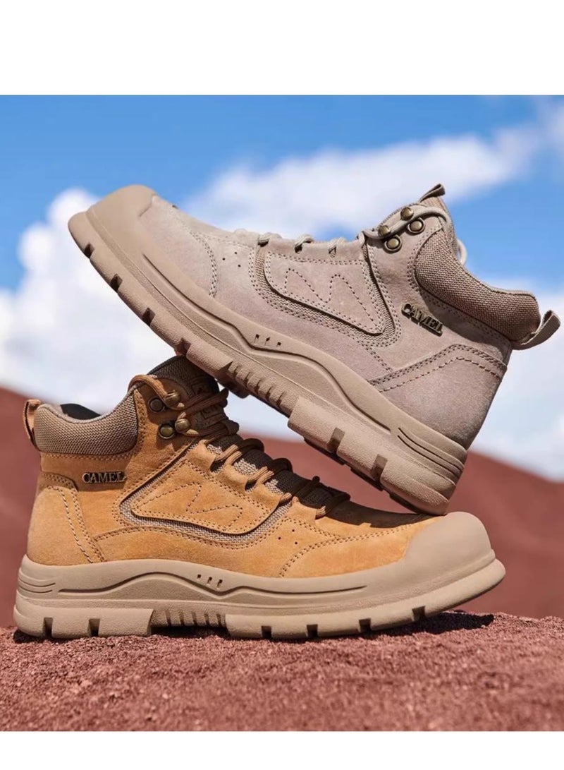 camel New Fashion Boots With High Height, Thick Sole, Anti Slip, Retro High Top, Outdoor Workwear, Martin Boots - Image 2