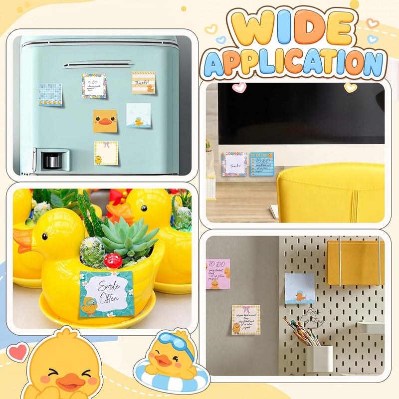 Saypacck 9 Pads Duck Sticky Notes 3x3 Inch Cute Self Stick Notepads Notes Adhesive Memo Pad Office Decor Gifts for Students School Teacher Meeting Office Supplies - Image 5