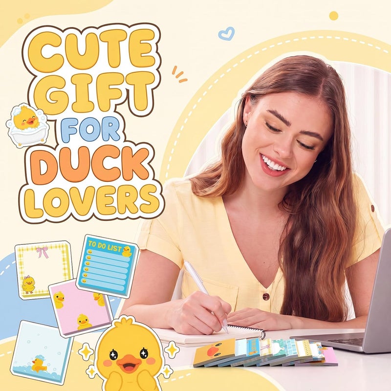 Saypacck 9 Pads Duck Sticky Notes 3x3 Inch Cute Self Stick Notepads Notes Adhesive Memo Pad Office Decor Gifts for Students School Teacher Meeting Office Supplies - Image 4