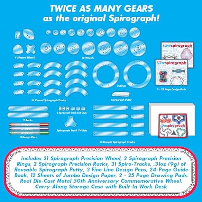 Spirograph SUPER 75-PIECE JUMBO KIT 50TH ANNIVERSARY EDITION - Image 2