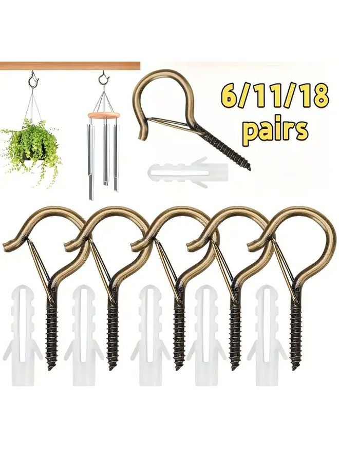 12 Pcs Heavy Duty Windproof Screw Hooks Metal Ceiling Mount For Outdoor Lights - Image 2