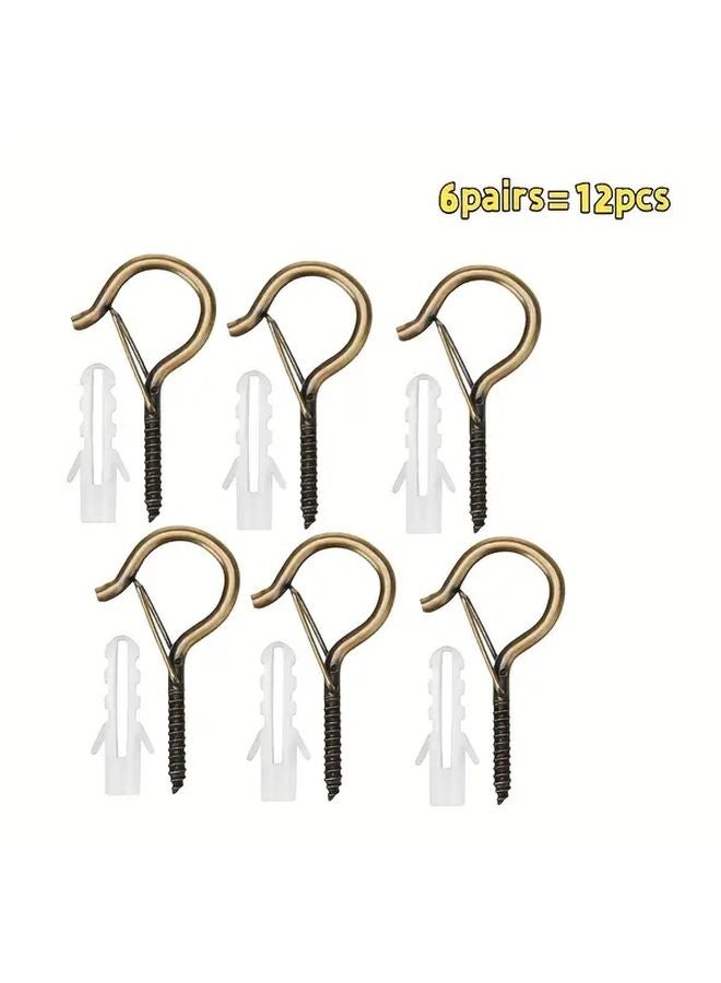 12 Pcs Heavy Duty Windproof Screw Hooks Metal Ceiling Mount For Outdoor Lights - Image 1