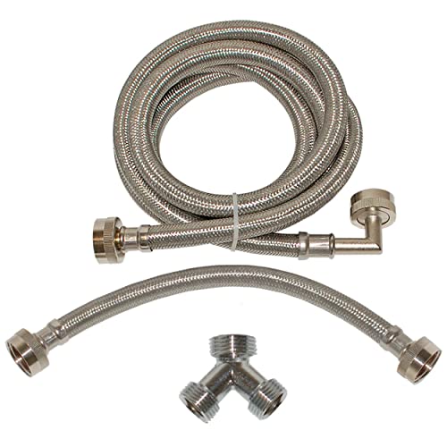 Eastman Steam Dryer Installation Kit, 3/4 Inch FHT Fill Hose, 90 Degree Elbow, 6 ft Braided Stainless Steel Hoses, 41025 - Image 1
