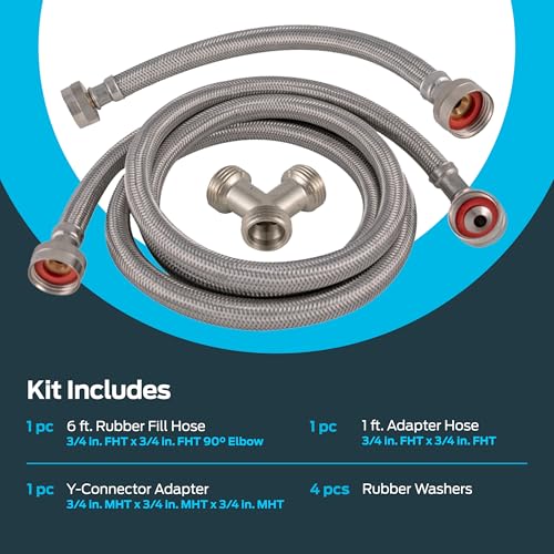 Eastman Steam Dryer Installation Kit, 3/4 Inch FHT Fill Hose, 90 Degree Elbow, 6 ft Braided Stainless Steel Hoses, 41025 - Image 5
