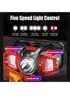Uwals Super Bright Rechargeable LED Headlamp, Portable Induction Waterproof Flashlight For Night Fishing Outdoor Camping Headlight  - Image 2