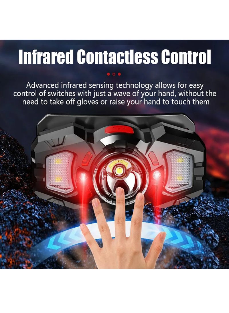 Uwals Super Bright Rechargeable LED Headlamp, Portable Induction Waterproof Flashlight For Night Fishing Outdoor Camping Headlight  - Image 3