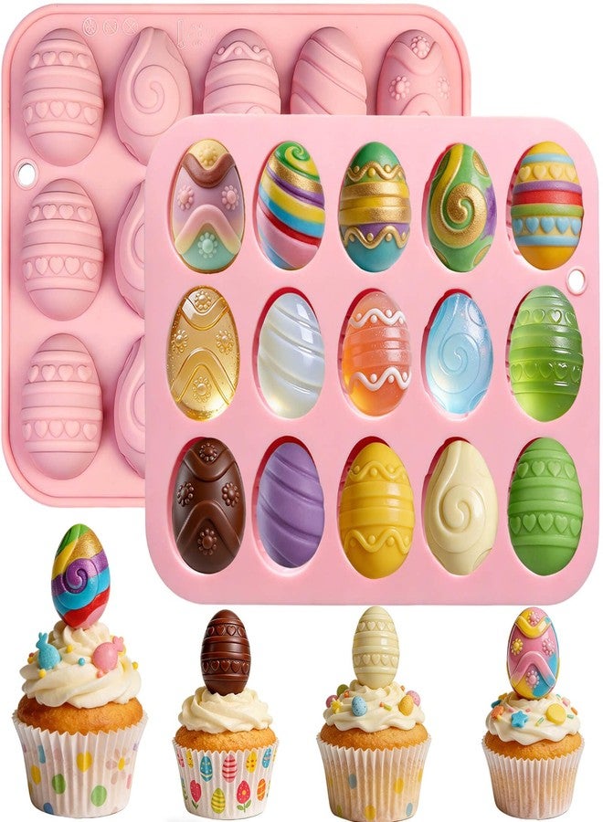Wavlakth Easter Egg Chocolate Molds Silicone, 2 Pack Egg Shaped Silicone Baking Mold for Spring Party Easter Treats & Craft Gifts DIY Chocolate Candy Gummy Jelly Ice Tray Fondant Resin Soap Cake Topper Decor - Image 1