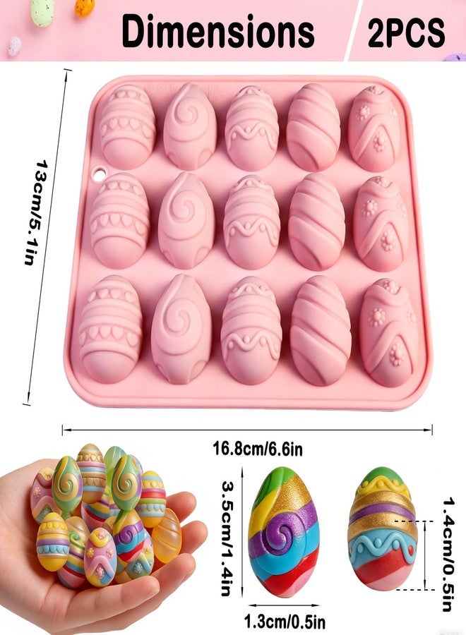 Wavlakth Easter Egg Chocolate Molds Silicone, 2 Pack Egg Shaped Silicone Baking Mold for Spring Party Easter Treats & Craft Gifts DIY Chocolate Candy Gummy Jelly Ice Tray Fondant Resin Soap Cake Topper Decor - Image 2