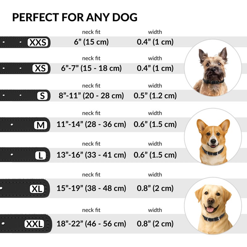 CollarDirect Rolled Leather Dog Collar, Soft Padded Round Puppy Collar, Handmade Genuine Leather Collar Dog Small Large Cat Collars 13 Colors (11-14 Inch, Black Smooth) - Image 4