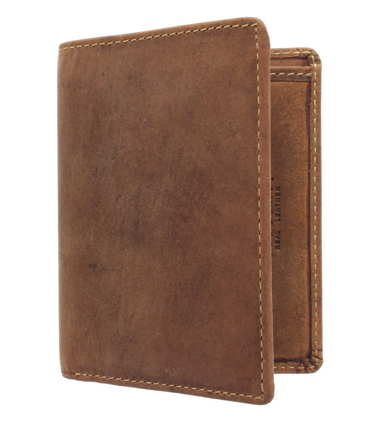 VISCONTI Hunter 705 RFID Men's Distressed Leather Compact Slim Bifold Card Holder Wallet (Oil Tan) - Image 2