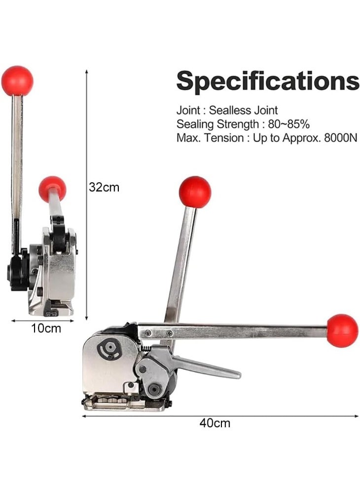 Rubik Steel Strapping Tool for 13-19mm Width & 0.38-0.76mm Thickness, 3-in-1 Sealless Tensioner Crimper Cutter Packaging Banding Metal Machine  - Image 2