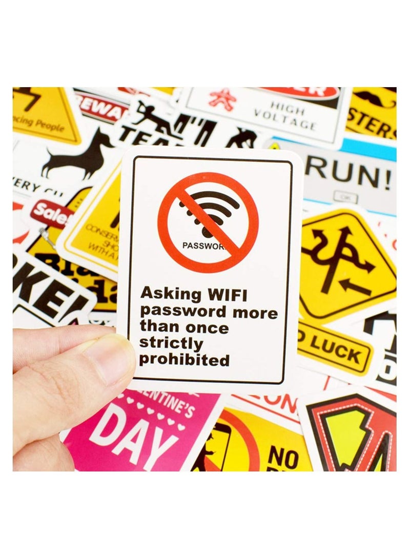 50-Piece Traffic Signs Danger Warning Stickers , Warning Sign Style Vinyl Stickers  - Image 2
