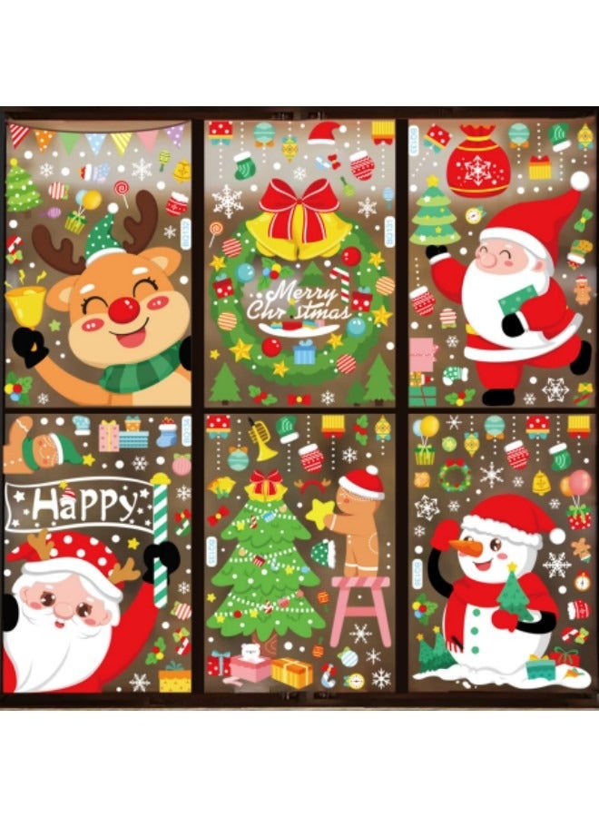 GGEROU Window Stickers for Glass, 6 Sheets Reusable Window Clings Sticker Decoration Santa Claus Reindeer Decals - Image 1