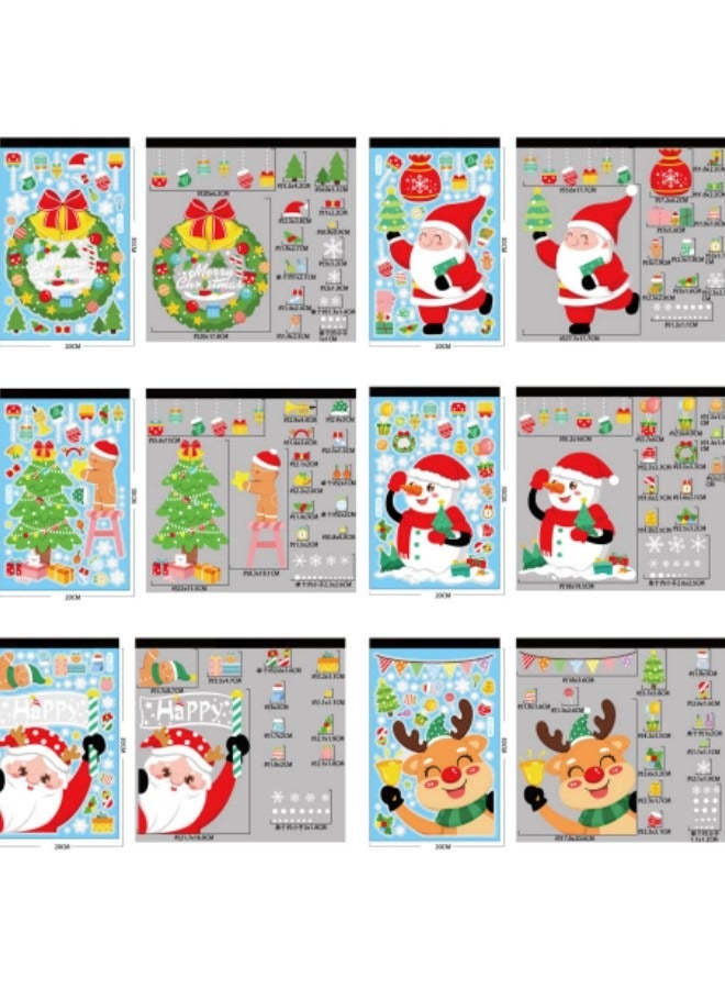 GGEROU Window Stickers for Glass, 6 Sheets Reusable Window Clings Sticker Decoration Santa Claus Reindeer Decals - Image 4