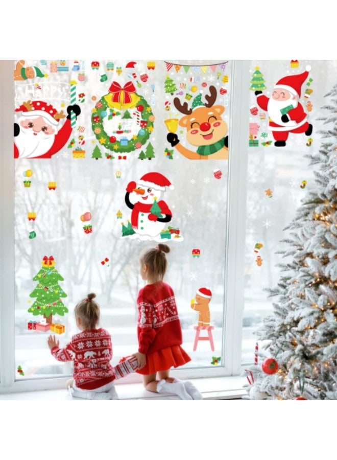 GGEROU Window Stickers for Glass, 6 Sheets Reusable Window Clings Sticker Decoration Santa Claus Reindeer Decals - Image 2