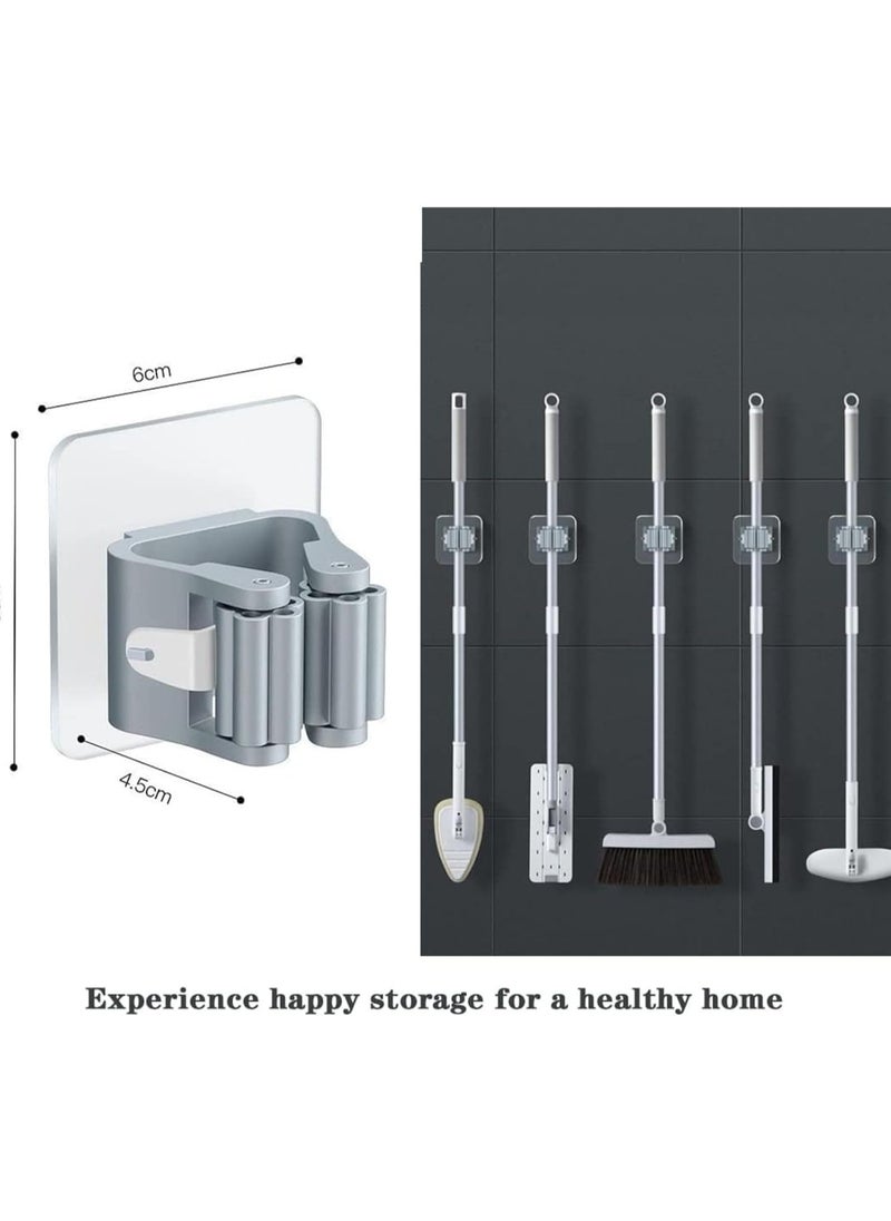 Meetion 6 PCS Mop Broom Holder Wall Mount - Mop Holder Self Adhesive Broom Hanger for Home Garage Garden Laundry Room Storage, Kitchen Tools Organizer  - Image 2