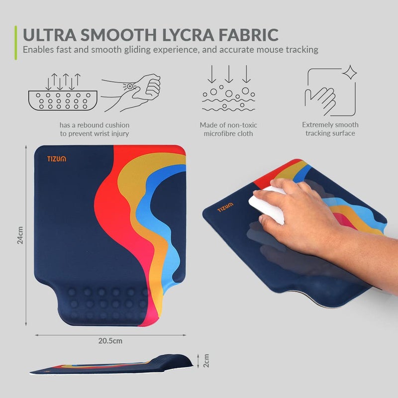 AirCase وسادة ماوس جيل تيزوم | وسادة ماوس بوسادة فوم ميموري مع دعم معصم جيل وتخفيف الألم، تصميم مريح | قاعدة مطاطية غير قابلة للانزلاق | مناسبة للألعاب، الكمبيوتر، اللابتوب، المنزل والمكتب (أزرق) - Image 4