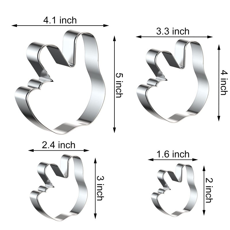 QAAQS Peace/Victory Hand Sign Fingers Cookie Cutter Set for Baking  5/4/3/2 Inch  4 Piece  Stainless Steel - Image 2