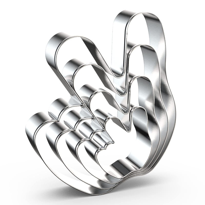 QAAQS Peace/Victory Hand Sign Fingers Cookie Cutter Set for Baking  5/4/3/2 Inch  4 Piece  Stainless Steel - Image 1