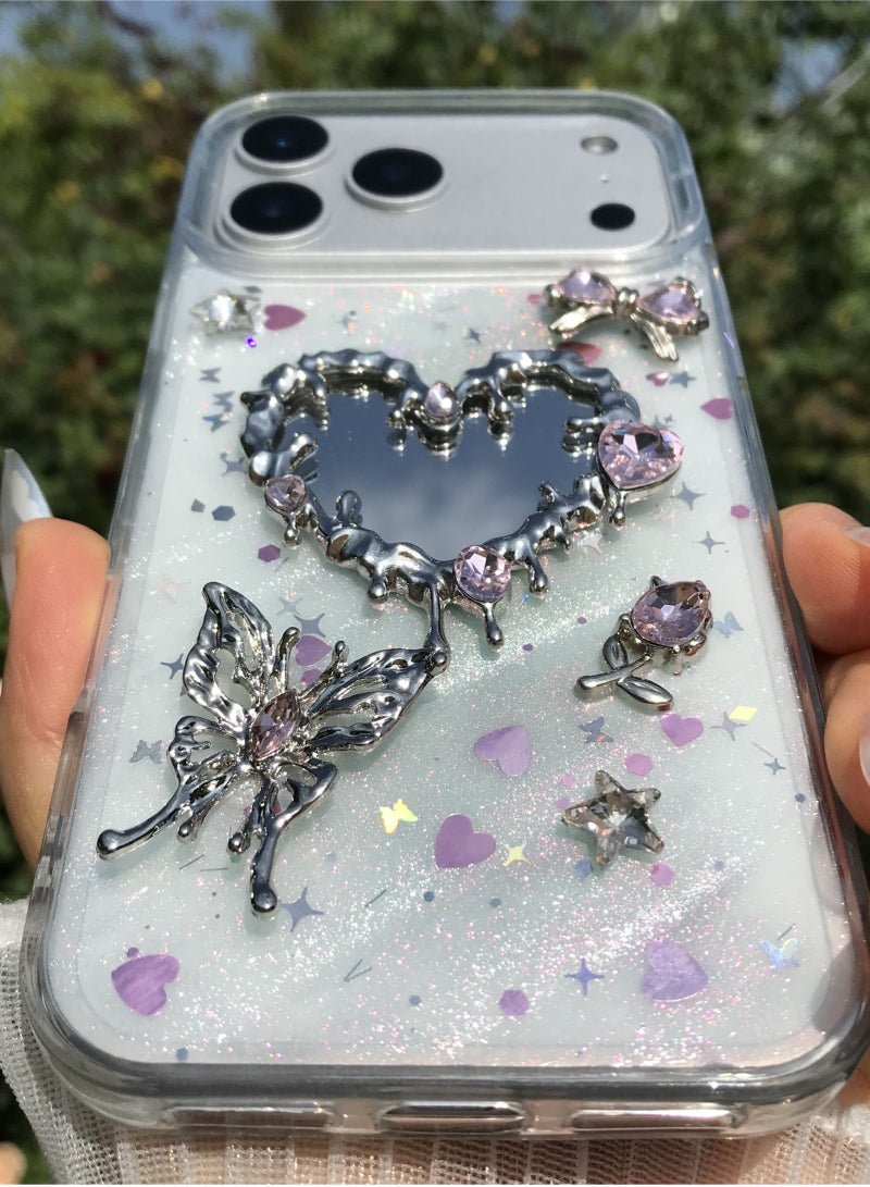 for IPhone 17 Pro Max phone Case, Sparkling 3D Butterfly Phone Case, Mirror Transparent Aesthetic Soft and Durable TPU Transparent Protective Case, Suitable for Girls and Women - Image 5