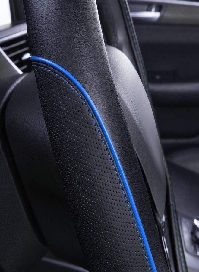 Car Pass Colour Piping Leather Universal Fit Steering Wheel Cover,Perfectly fit for Suvs,Vans,Trucks,Sedans,Cars (Black and Blue) - Image 4