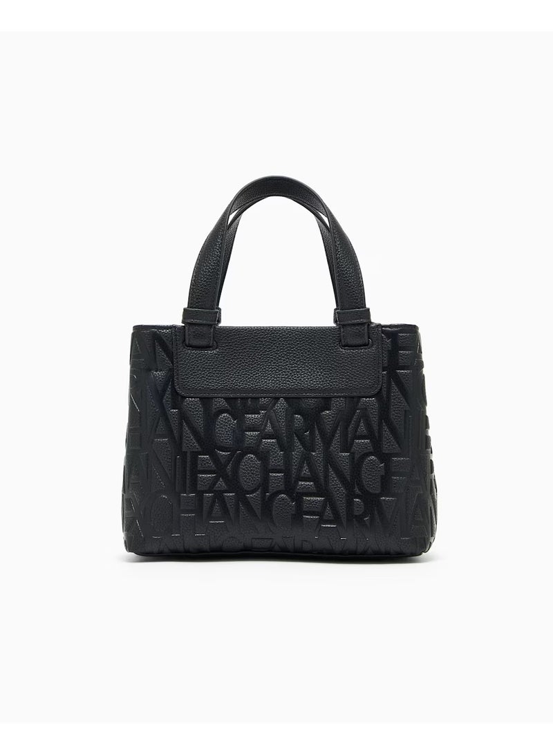ARMANI EXCHANGE Women's Embossed Logo Shopping Tote Bag, Black - Image 2