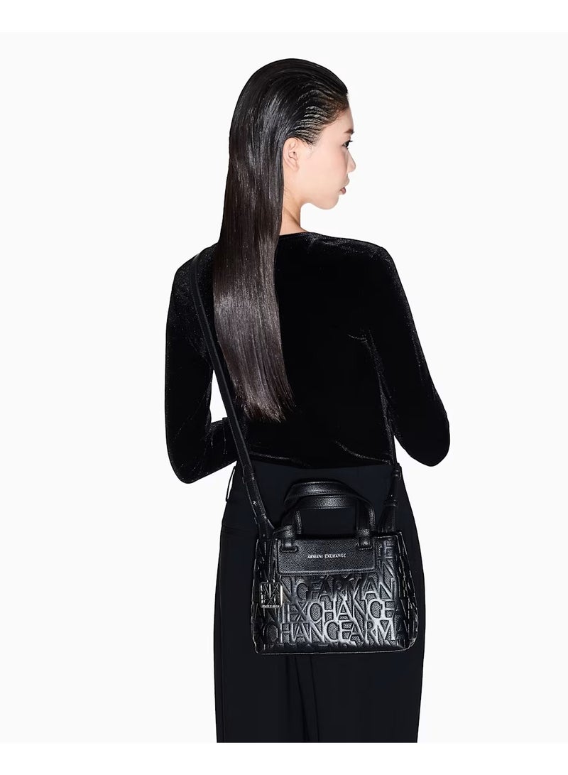ARMANI EXCHANGE Women's Embossed Logo Shopping Tote Bag, Black - Image 5