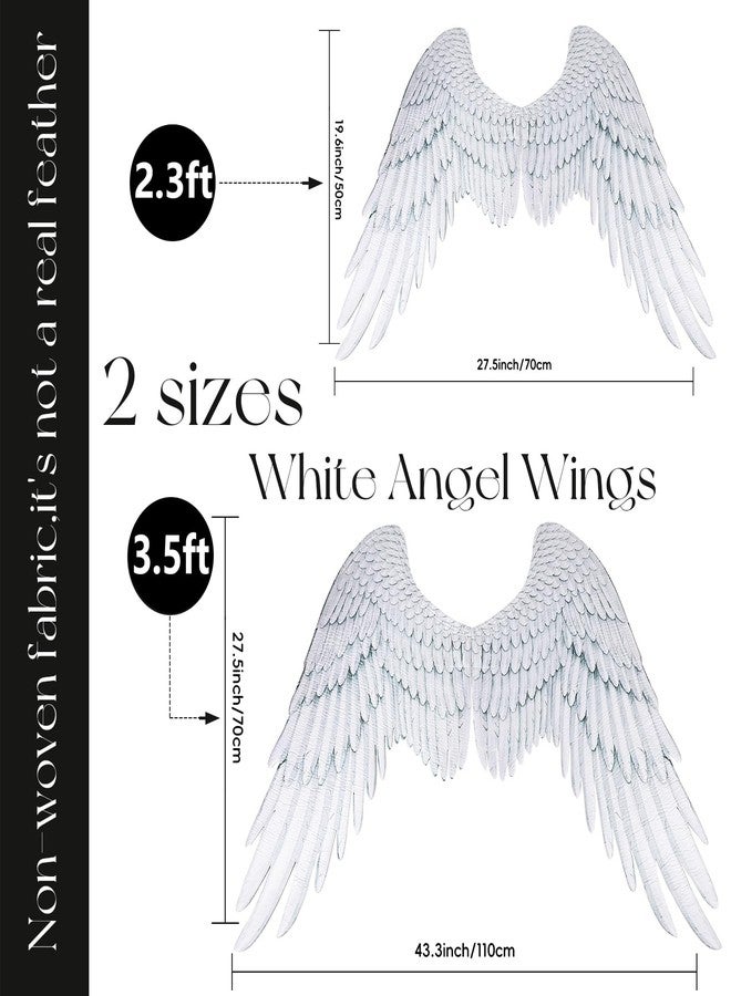 whitefeather 3D Angel Wings Nonwoven Fabric with Elastic Straps Halloween Mardi Gras Cosplay Accessory, white, 2.3ft - Image 4