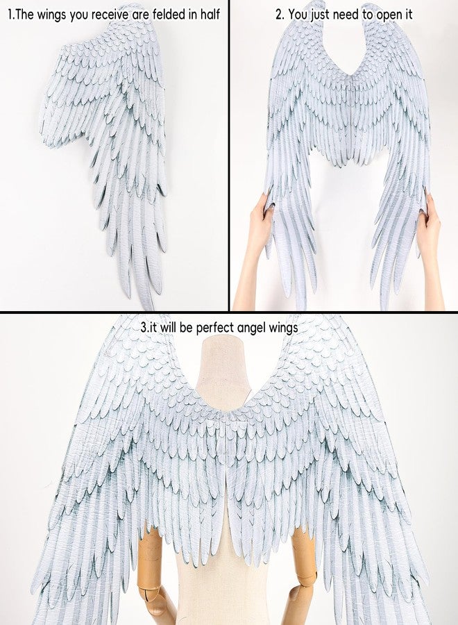whitefeather 3D Angel Wings Nonwoven Fabric with Elastic Straps Halloween Mardi Gras Cosplay Accessory, white, 2.3ft - Image 5