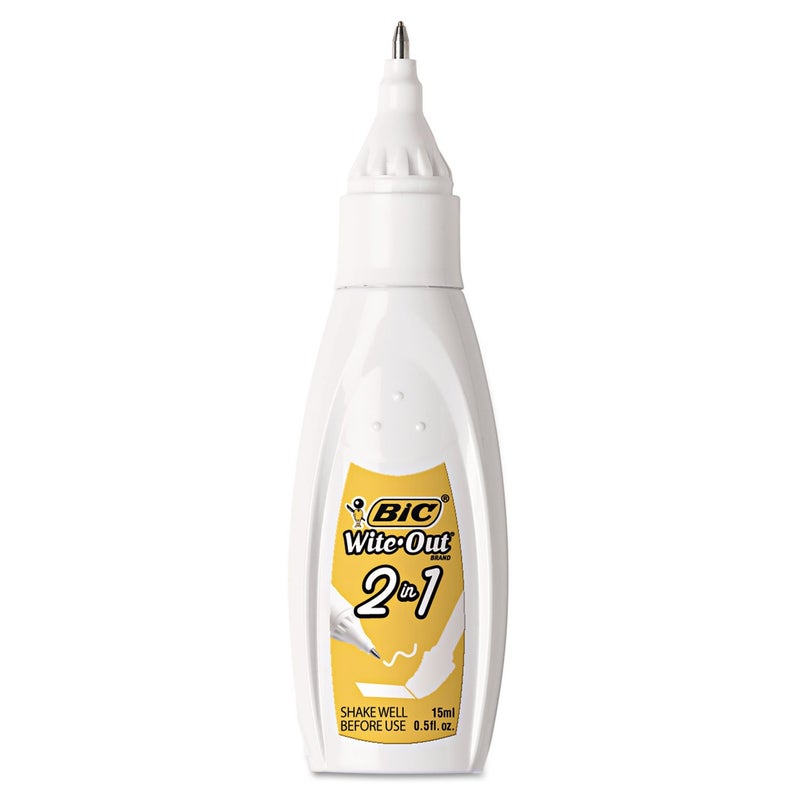 BIC 15ml Bottle Wite-Out 2 in 1 Correction Fluid (BICWOPFP11),White - Image 2