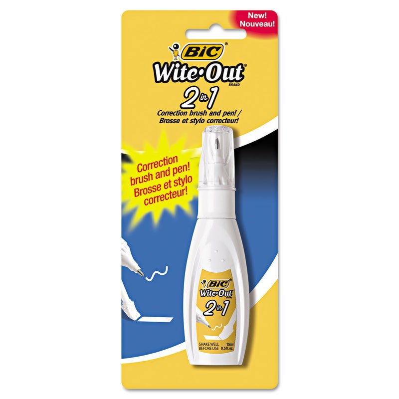 BIC 15ml Bottle Wite-Out 2 in 1 Correction Fluid (BICWOPFP11),White - Image 1