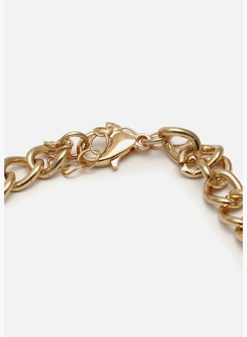 SOHI Gold Plated Designer Stone Necklace