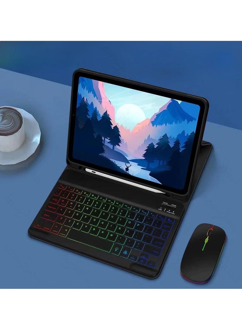 general Arabic and English Keyboard Case for IPad Pro 11 Inch 2024 (Model:A2837;A3006),RGB Color Backlit Keyboard Case with Mouse and Pen Slot - Image 1