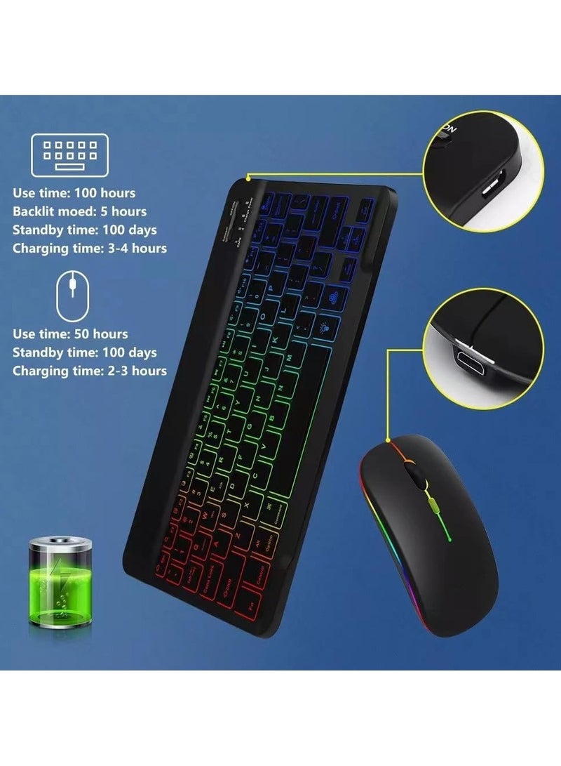 general Arabic and English Keyboard Case for IPad Pro 11 Inch 2024 (Model:A2837;A3006),RGB Color Backlit Keyboard Case with Mouse and Pen Slot - Image 2