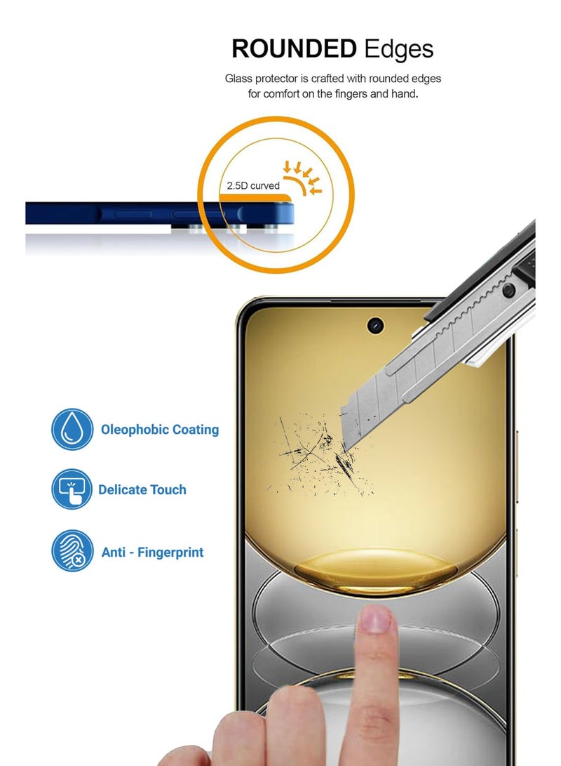 لـ Realme C75 - واقي شاشة زجاجي مقسى - لمسة حساسة، شفافية أعلى، سهل التركيب، واقي شاشة مقاوم للخدوش وخالي من الفقاعات - Image 4