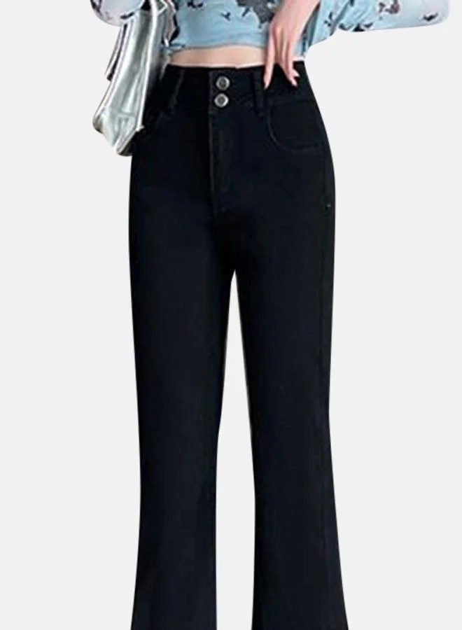 يونيكي Black Slim Fit High-Rise Bootcut Jeans