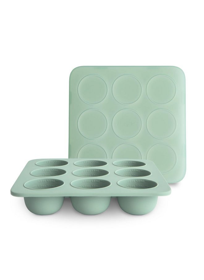 mushie mushie Silicone Baby Food Freezer Tray with Lid | 9 Cups x 1.5oz | BPA Free Storage Container (Cambridge Blue)  - Image 1