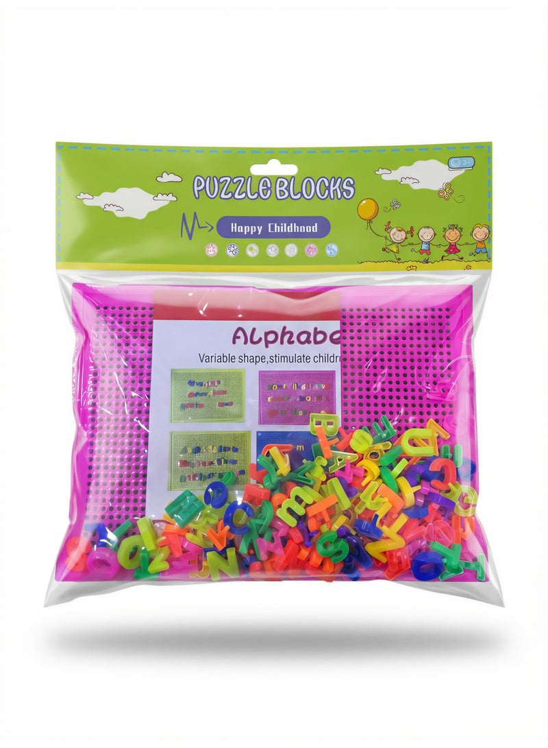 Kids' Educational Puzzle Blocks Set: Alphabet & Numbers Pegboard Toy for Early Learning & Skill Development - Image 1