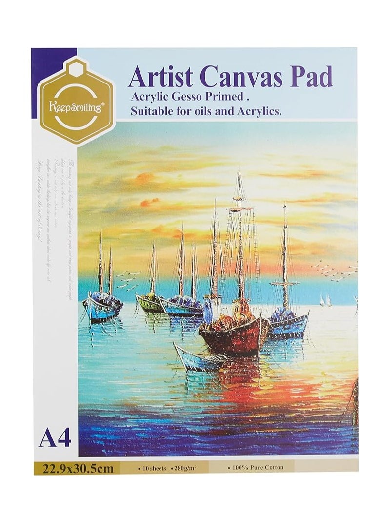 Keep Smiling Artist Canvas Pad, (A4)  - Image 1