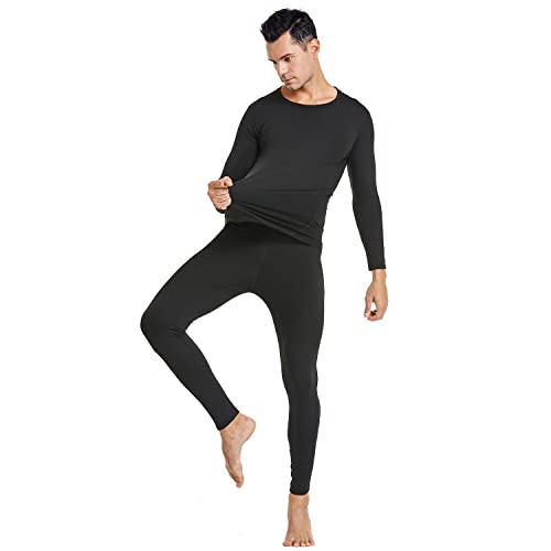 PISIQI Thermal Underwear Men Ultra-Soft Long Johns Set with Fleece Lined Base Layer Winter Skiing Warm Top & Bottom Black - Image 5