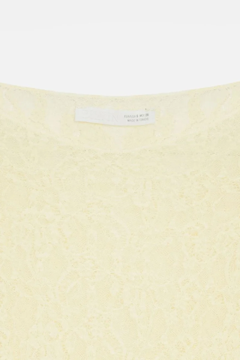 Dilvin Beige Natural DILVIN Slim Fit Lace Boat Neck Blouse for Women | Best Price UAE