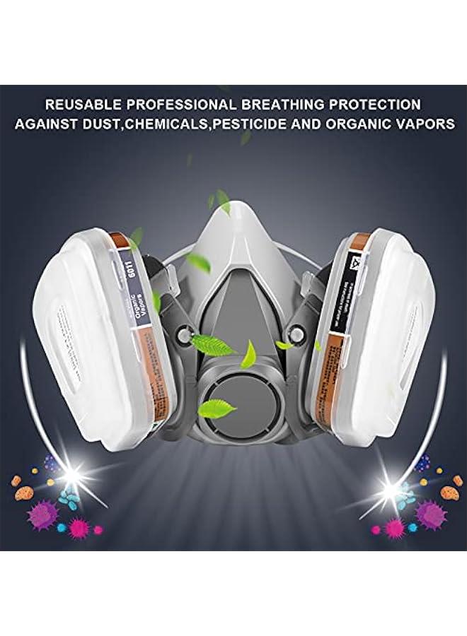 Arabest Respirator Mask,Half Facepiece Gas Mask with Safety Glasses Reusable Professional Breathing Protection Against Dust,Chemicals,Pesticide and Organic Vapors, Perfect for Painters and DIY Project  - Image 2