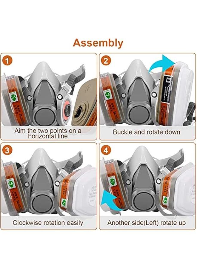 Arabest Respirator Mask,Half Facepiece Gas Mask with Safety Glasses Reusable Professional Breathing Protection Against Dust,Chemicals,Pesticide and Organic Vapors, Perfect for Painters and DIY Project  - Image 3